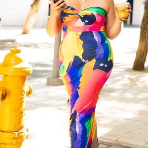 Rebdolls - Multi color body on maxi dress